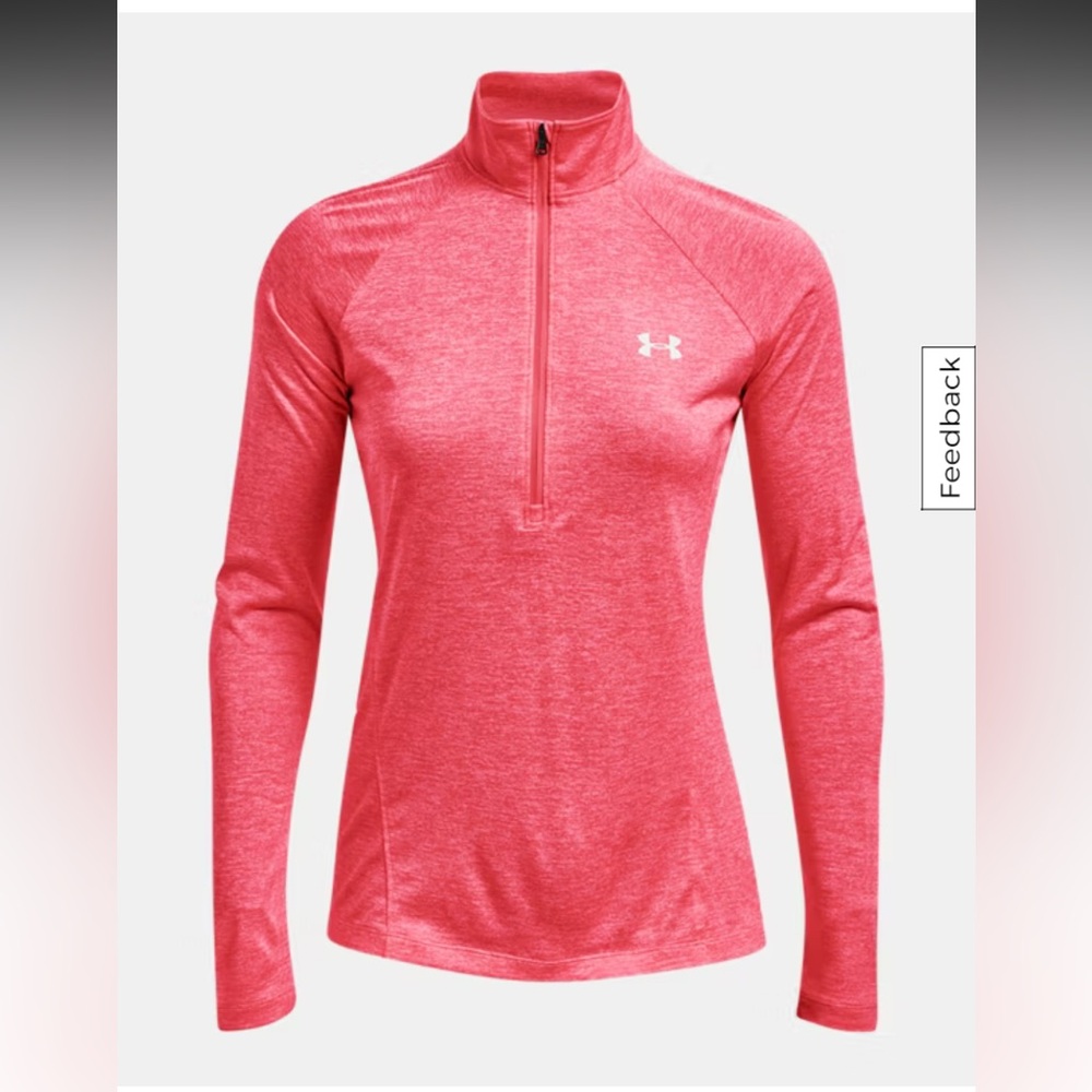 Under Armour Tech Twist Threadborne Pink/Orange Fitted Long Sleeve Zip Top XS